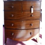 A Victorian mahogany bow front chest of two short over three long drawers, H.117 W.104 D.51cm