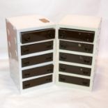 A pair of Lego style plastic chests of drawers, H.65 W.37 D.36cm