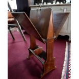 An Edwardian mahogany and inlaid folio stand with book trough fitted under, H.82 W.46cm