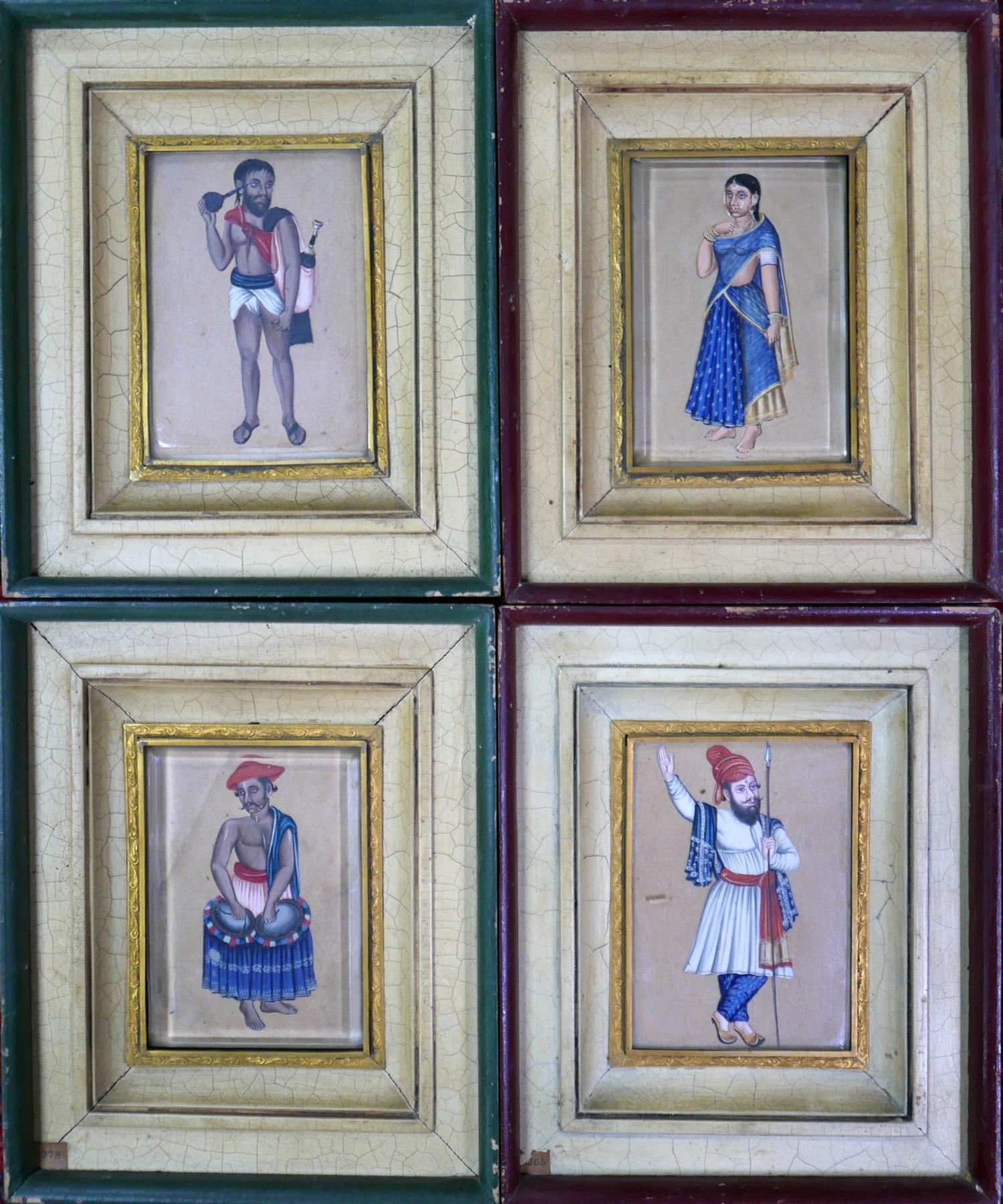 A set of four 18th century Persian miniature paintings, 11 x 8cm