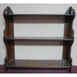 A Victorian walnut waterfall hanging bookcase, H.92 W.92 D.21cm
