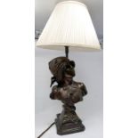 After Emmanuel Villanis, bronze figural lamp, Saida