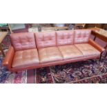 A 20th century Danish four seater leather sofa, H.76 W.235 D.72cm