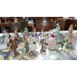 A collection of ceramic figures to include 5 Capodimonte soldiers, Royal Doulton seated gentleman, 3