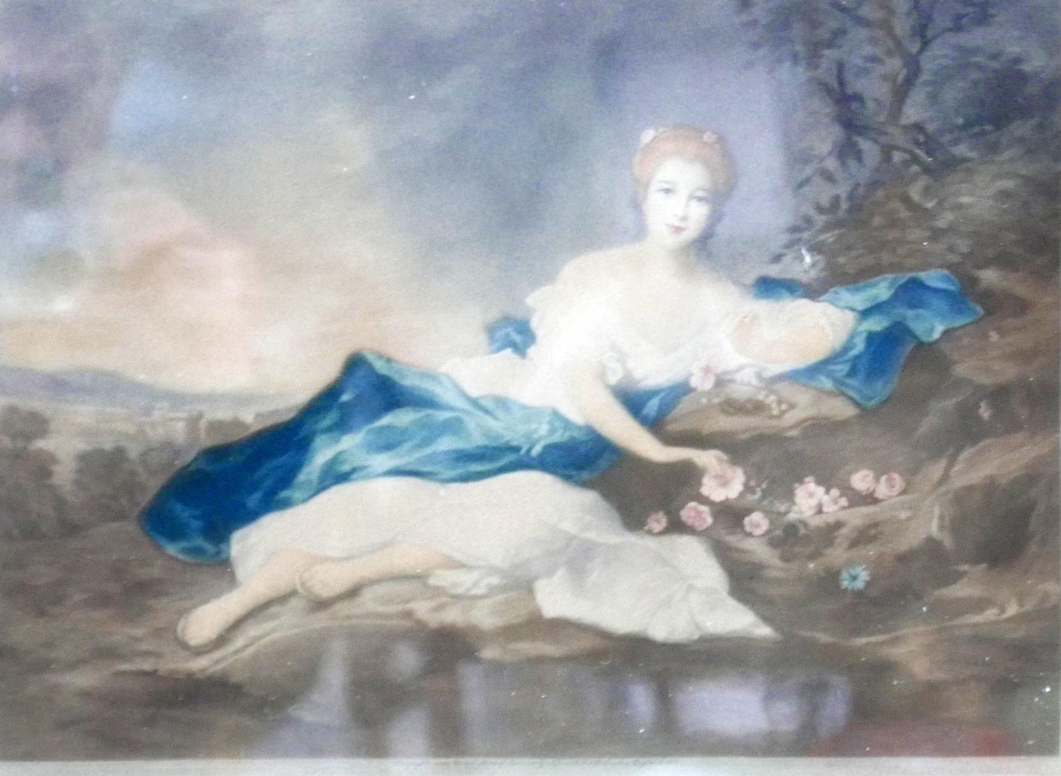 Will Henderson, two coloured mezzotints depicting maidens reclining in forests, signed in pencil - Image 3 of 3