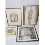 Four various framed pictures