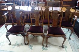 A set of 7 early Georgian style burr walnut dining chairs.