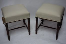 A pair of 19th century mahogany stools, H.47 W.37 D.39cm