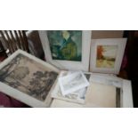 A collection of loose 19th/20th century paintings and prints