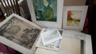 A collection of loose 19th/20th century paintings and prints