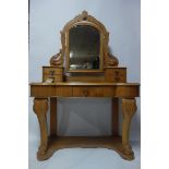 A Victorian walnut dressing table, H.150 W.104 D.45cm