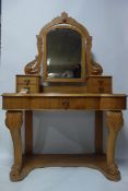 A Victorian walnut dressing table, H.150 W.104 D.45cm