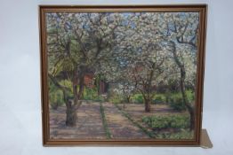 Tony Muller (1873-1965), Cherry Blossom Trees in a Garden Scene, oil on canvas, signed and dated