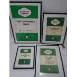 Four framed prints of Penguin Books covers, to include 'The Invisible Man' by H. G. Wells, 80 x