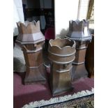 A pair of Victorian chimney pots, H.100cm together with one other
