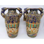 A pair of early 20th century Japanese vases, H.34cm