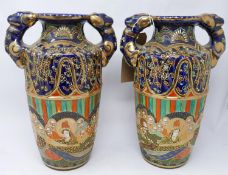 A pair of early 20th century Japanese vases, H.34cm