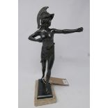 A bronze figure of a classical style huntress. H.33cm