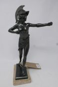 A bronze figure of a classical style huntress. H.33cm