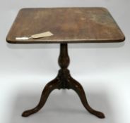 A Georgian mahogany square top occasional table raised on tripod base, H.68 W.68 D.68cm