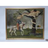 Charlotte Lyon, oil on canvas, 'St George and Dragon', signed and dated '80, 39 x 50cm