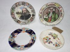 A pair of Royal Doulton cabinet plates, a Masons ironstone plate and another. D.27cm