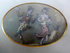 Hablot Knight Browne 'PHIZ' (British, 1815-1882), vignette of a man and woman dancing, watercolour