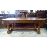 A cherry wood extending dining table with two leaves, H.74 W.198 closed W.304 with leaves D.100cm
