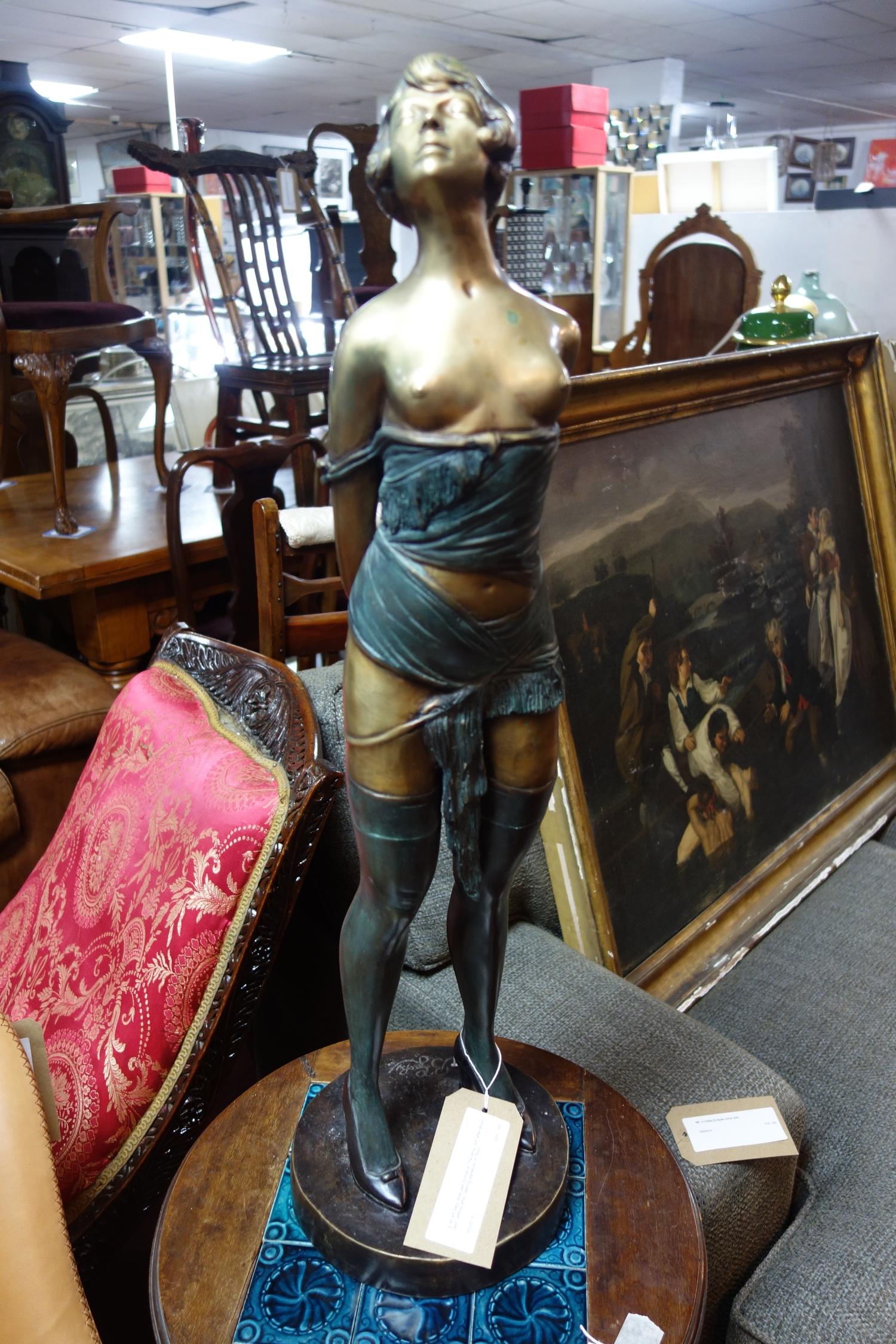 An Art Deco style cast bronze of 'The Whip Girl' after Bruno Zach, without whip, bearing - Image 2 of 3