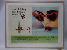 A Lolita reproduction movie poster, with King & McGaw label to verso, 75 x 95cm