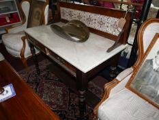 An Arts and Crafts marble top wash stand, H.103 W.107 D.52cm