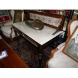 An Arts and Crafts marble top wash stand, H.103 W.107 D.52cm