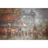 A 1970's impressionist style framed oil on canvas of a Paris street scene, signed W Kirby. H.60 W.