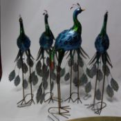 A set of five sheet metal peacocks, H.88cm (5)