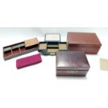 A collection of vintage leather jewellery boxes (qty)