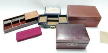 A collection of vintage leather jewellery boxes (qty)