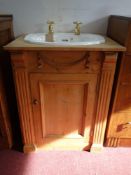 An Adams style pine wash stand fitted with sink, H.84 W.67 D.52cm