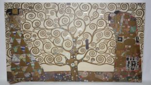 A large print on canvas after Gustav Klimt. H.72 W.126cm