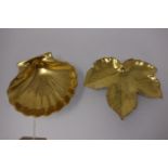 Two William Yeoward, Limoges, porcelain gold leaf painted dishes, one in the form of a scallop