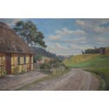 Harald Pryn (Danish, 1891-1968), A farmstead in a rural landscape, oil on canvas, signed lower left,