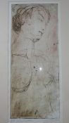 A framed and glazed etching of a nude female, signed by the artist, H.80 W.33cm