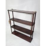 A Victorian mahogany wall hanging shelf, with bobbin turned supports, H.73 W.64 D.17cm