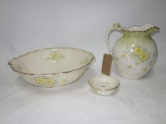 A Victorian jug and bowl set with allover floral decoration. (Bowl D.43cm)