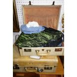 A collection of vintage clothing in two cases and two bags