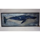A print on glass of a whale, 44 x 120cm