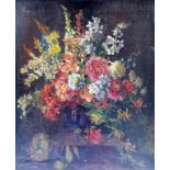 A framed oil on canvas, flowers, signed Josephine Aveline (1914-1990) H.74 W.62cm