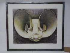 Hilary Beauchamp MBE (Contemporary British), 'Funnel-eared Bat', ink and acrylic, signed and dated