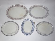 Five Victorian ceramic meat platters