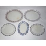 Five Victorian ceramic meat platters