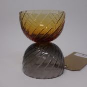 A St Louis Le Endiables large amber and grey crystal candle holder, created by Jose Levy, H.12cm